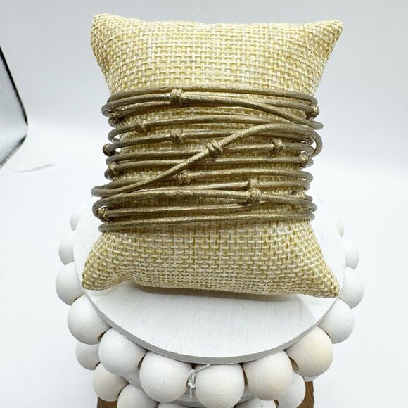 Rivka Friedman 18K Gold Clad Wrapped Mina Cuff Knotted Statement Bracelet - Picture 7 of 15